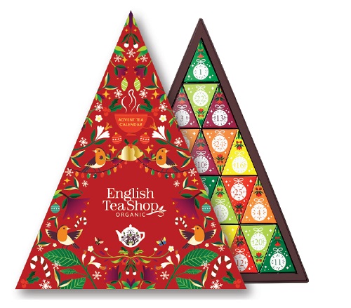 64176 Advent Calendar RED Advendikalender Trangular 25 Pyramid Tea Bags