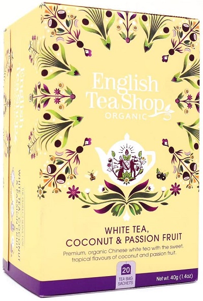 English Tea Shop Organic White Tea Coconut & Passion Fruit (20 Sachets) 40g x6pack